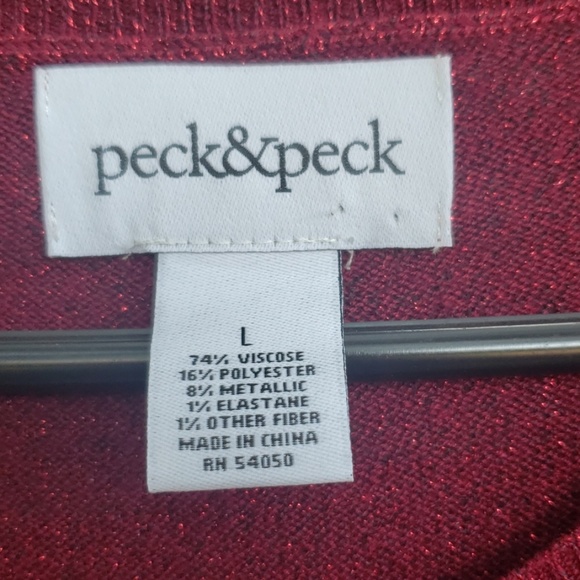 Peck & Peck Dark Red Top Blouse Large Glitzy - Picture 6 of 8